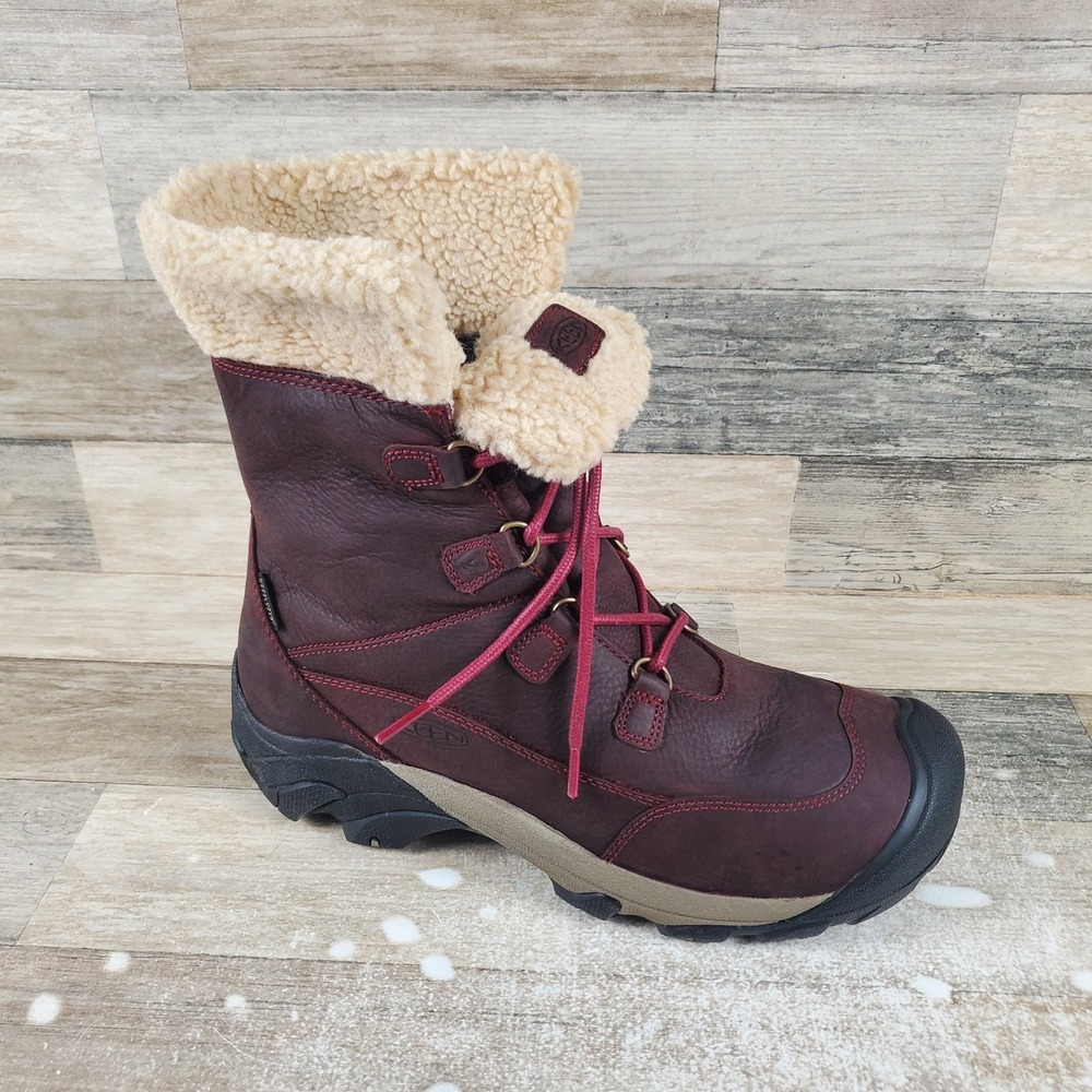 Keen Betty Short Womens Hiking Shoes Sz 10 Burgundy Brindle Lace Up Waterproof